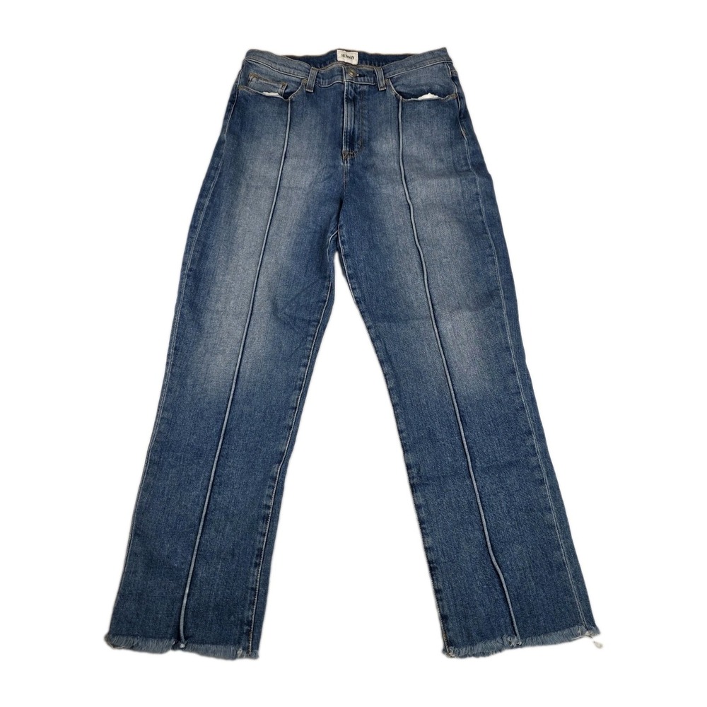 Hudson Jeans Womens Size 31 Zoeey High Rise Pintuck Straight Fit Crop Blue Denim